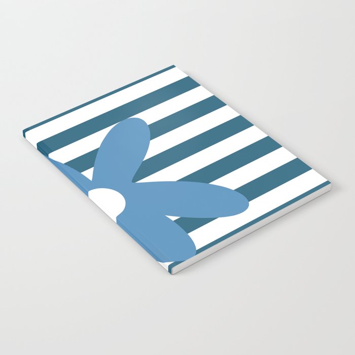 Joyful Flower and Stripes Blue and White Pop Floral Notebook Gallery Image 1