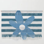 Joyful Flower and Stripes Blue and White Pop Floral Wall Hanging Gallery Image 1