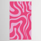 Modern Retro Liquid Swirl Abstract Pattern Vertical in Double Hot Pink  Tablecloth Gallery Image 2