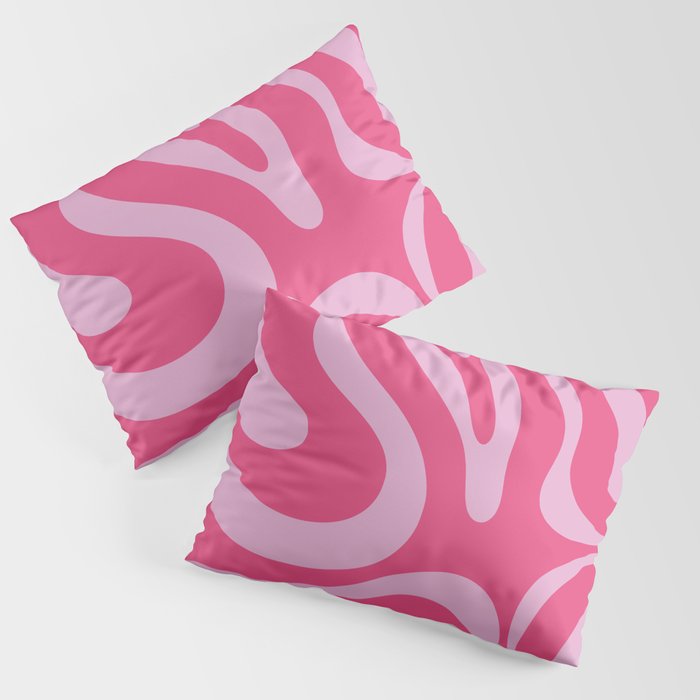 Modern Retro Liquid Swirl Abstract Pattern Vertical in Double Hot Pink  Pillow Sham Gallery Image 3