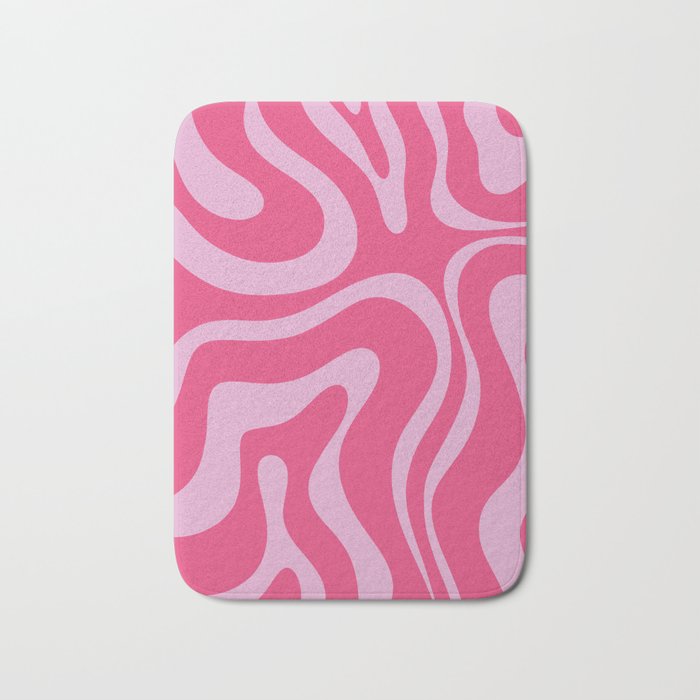 Modern Retro Liquid Swirl Abstract Pattern Vertical in Double Hot Pink  Bath Mat Gallery Image 1