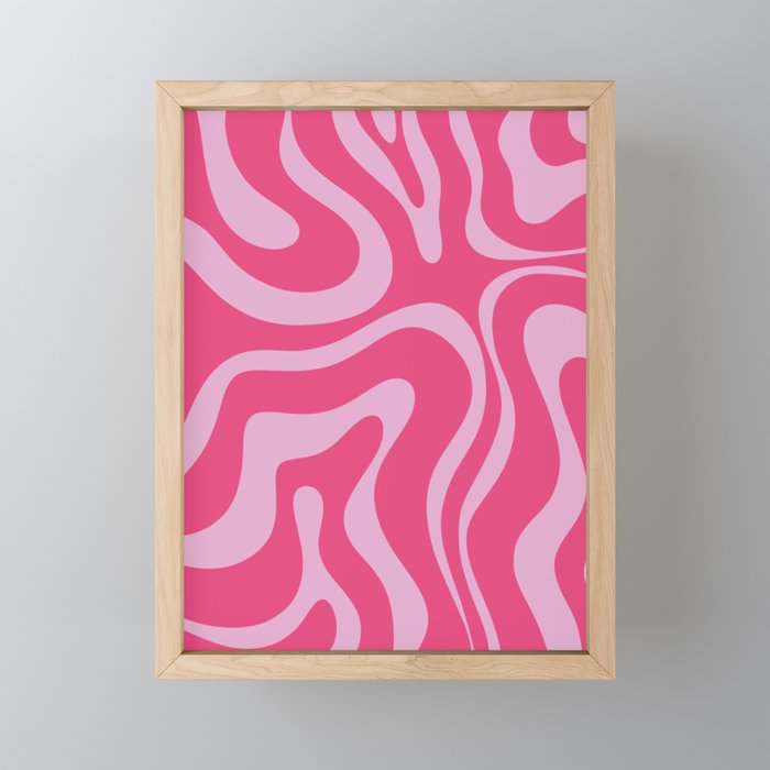Modern Retro Liquid Swirl Abstract Pattern Vertical in Double Hot Pink  Mini Art Print Gallery Image 1