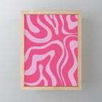 Modern Retro Liquid Swirl Abstract Pattern Vertical in Double Hot Pink  Mini Art Print Gallery Image 1