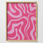 Modern Retro Liquid Swirl Abstract Pattern Vertical in Double Hot Pink  Serving Tray Gallery Image 1