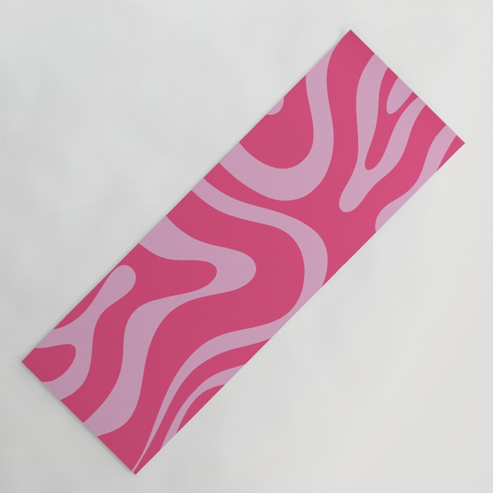 Modern Retro Liquid Swirl Abstract Pattern Vertical in Double Hot Pink  Yoga Mat Gallery Image 1