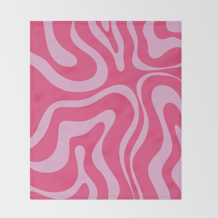 Modern Retro Liquid Swirl Abstract Pattern Vertical in Double Hot Pink  Throw Blanket Gallery Image 2