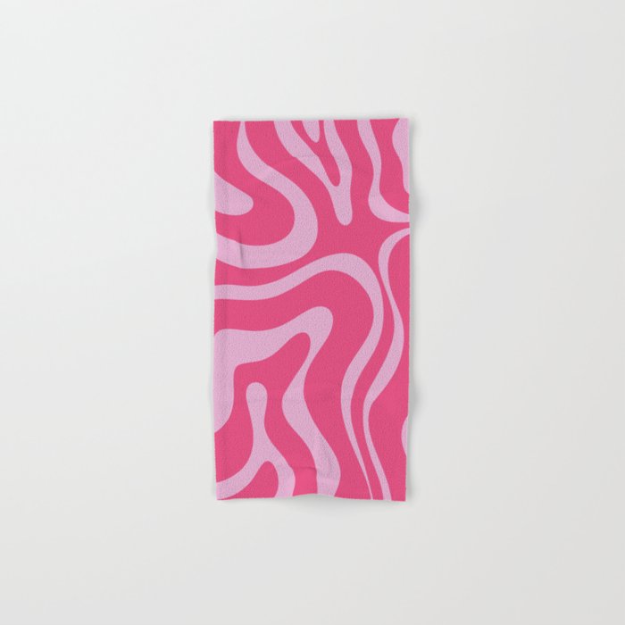 Modern Retro Liquid Swirl Abstract Pattern Vertical in Double Hot Pink  Bath Towel Gallery Image 1