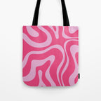 Modern Retro Liquid Swirl Abstract Pattern Vertical in Double Hot Pink  Tote Bag Gallery Image 1