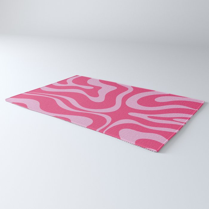 Modern Retro Liquid Swirl Abstract Pattern Vertical in Double Hot Pink  Rug Gallery Image 3