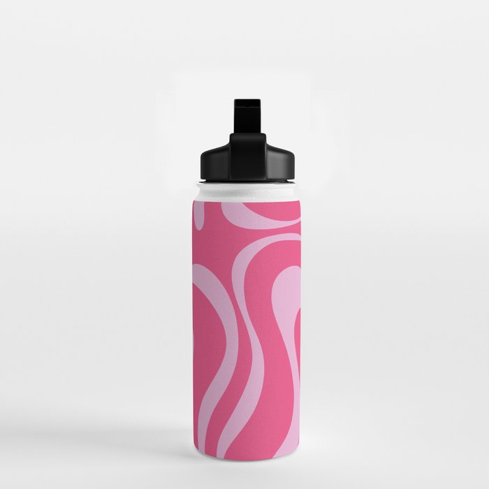 Modern Retro Liquid Swirl Abstract Pattern Vertical in Double Hot Pink  Water Bottle Gallery Image 2