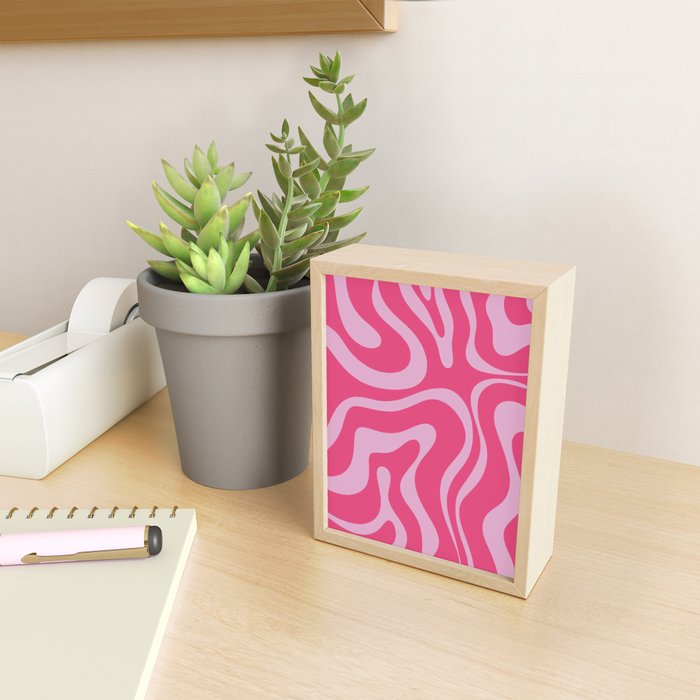 Modern Retro Liquid Swirl Abstract Pattern Vertical in Double Hot Pink  Mini Art Print Gallery Image 2