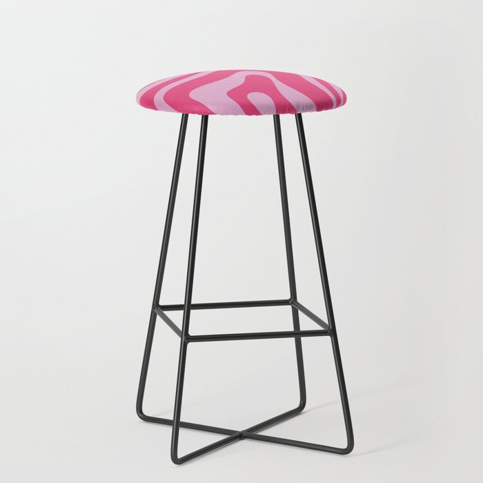 Modern Retro Liquid Swirl Abstract Pattern Vertical in Double Hot Pink  Stool Gallery Image 1