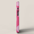 Modern Retro Liquid Swirl Abstract Pattern Vertical in Double Hot Pink  iPhone Case Gallery Image 2