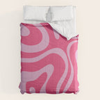Modern Retro Liquid Swirl Abstract Pattern Vertical in Double Hot Pink  Comforter Gallery Image 6