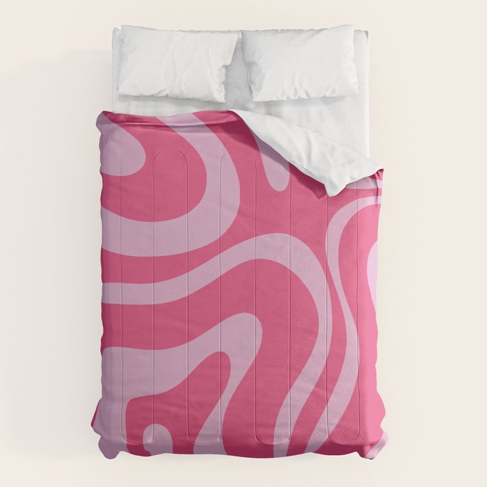 Modern Retro Liquid Swirl Abstract Pattern Vertical in Double Hot Pink  Comforter Gallery Image 6