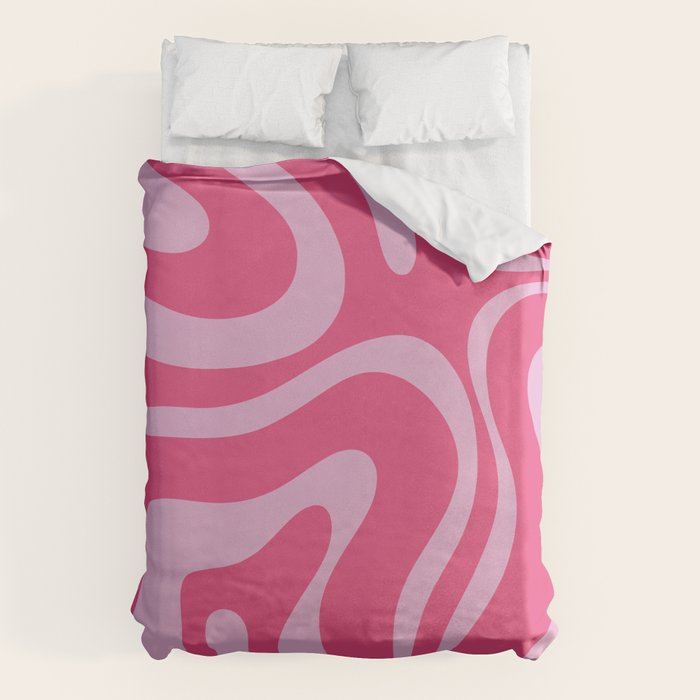 Modern Retro Liquid Swirl Abstract Pattern Vertical in Double Hot Pink  Duvet Cover Gallery Image 6