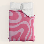 Modern Retro Liquid Swirl Abstract Pattern Vertical in Double Hot Pink  Duvet Cover Gallery Image 6