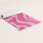 Modern Retro Liquid Swirl Abstract Pattern Vertical in Double Hot Pink  Yoga Mat Gallery Image 2