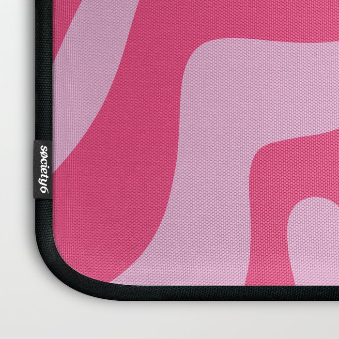 Modern Retro Liquid Swirl Abstract Pattern Vertical in Double Hot Pink  Laptop Sleeve Gallery Image 3