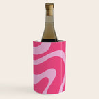 Modern Retro Liquid Swirl Abstract Pattern Vertical in Double Hot Pink  Wine Chiller Gallery Image 1