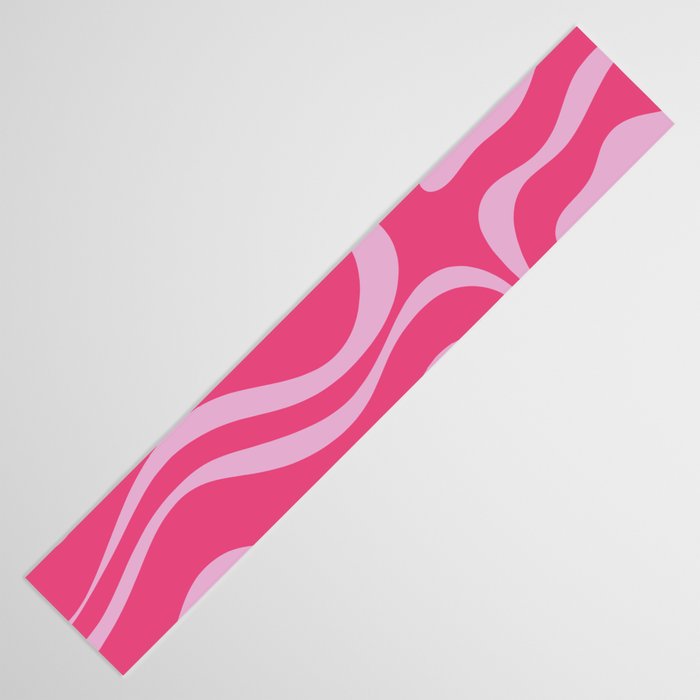 Modern Retro Liquid Swirl Abstract Pattern Vertical in Double Hot Pink  Table Runner Gallery Image 3