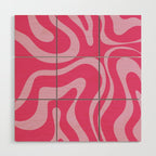 Modern Retro Liquid Swirl Abstract Pattern Vertical in Double Hot Pink  Wood Wall Art Gallery Image 1