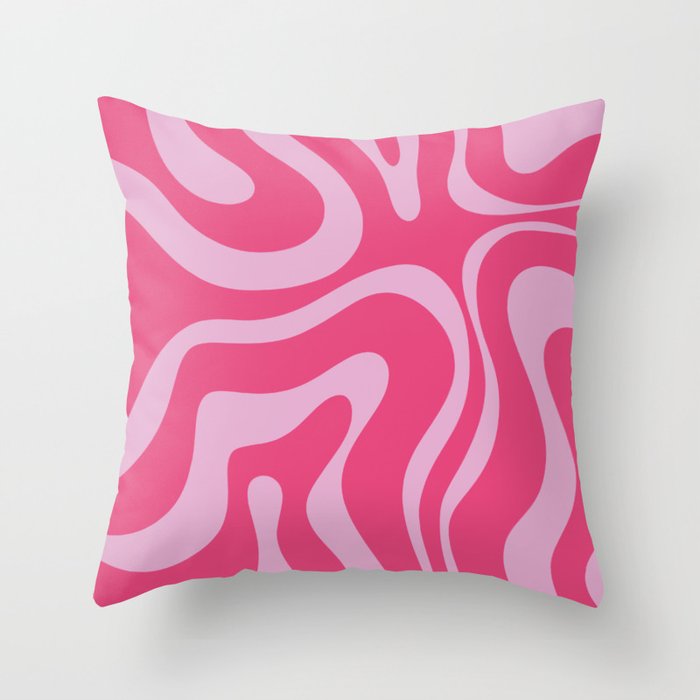 Modern Retro Liquid Swirl Abstract Pattern Vertical in Double Hot Pink  Throw Pillow Gallery Image 6