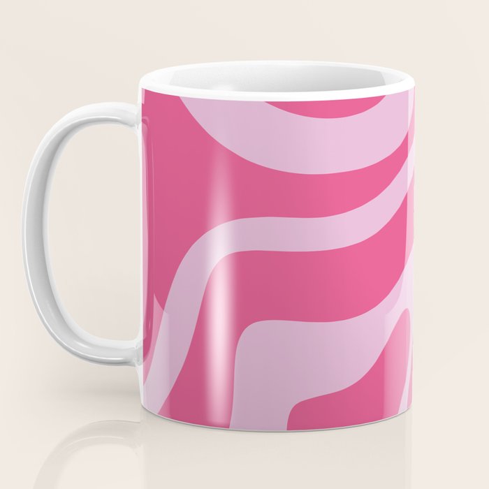 Modern Retro Liquid Swirl Abstract Pattern Vertical in Double Hot Pink  Coffee Mug Gallery Image 3