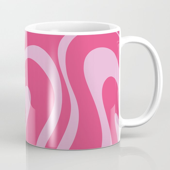 Modern Retro Liquid Swirl Abstract Pattern Vertical in Double Hot Pink  Coffee Mug Gallery Image 1