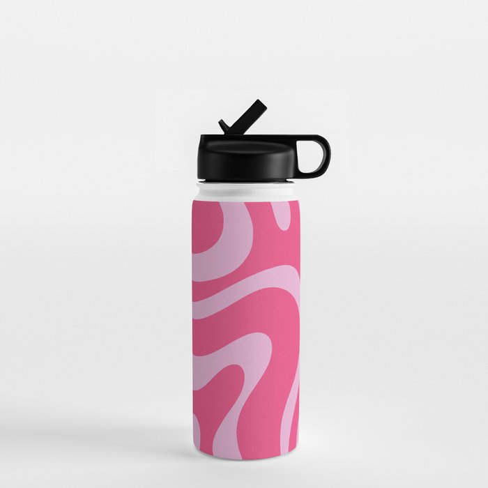 Modern Retro Liquid Swirl Abstract Pattern Vertical in Double Hot Pink  Water Bottle Gallery Image 1