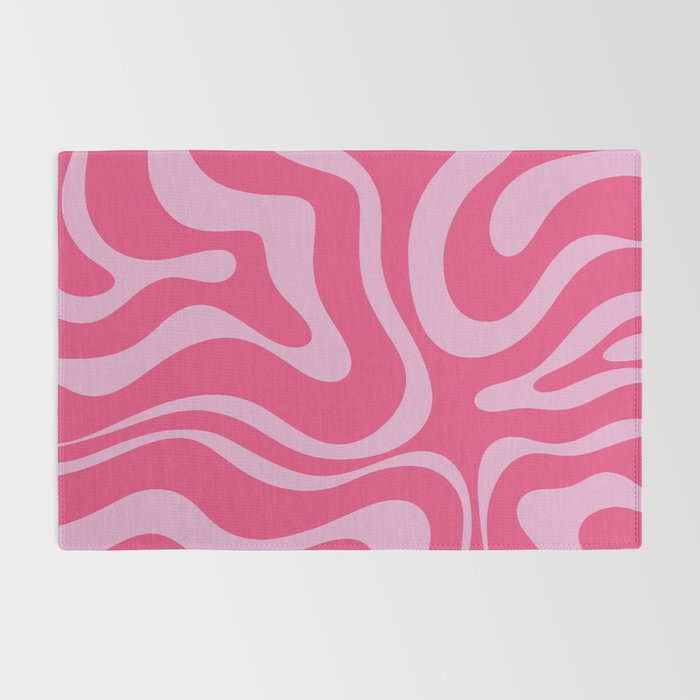 Modern Retro Liquid Swirl Abstract Pattern Vertical in Double Hot Pink  Rug Gallery Image 2