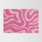 Modern Retro Liquid Swirl Abstract Pattern Vertical in Double Hot Pink  Rug Gallery Image 2