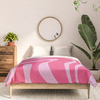 Modern Retro Liquid Swirl Abstract Pattern Vertical in Double Hot Pink  Comforter Gallery Image 3