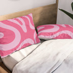 Modern Retro Liquid Swirl Abstract Pattern Vertical in Double Hot Pink  Pillow Sham Gallery Image 2