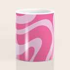 Modern Retro Liquid Swirl Abstract Pattern Vertical in Double Hot Pink  Coffee Mug Gallery Image 4