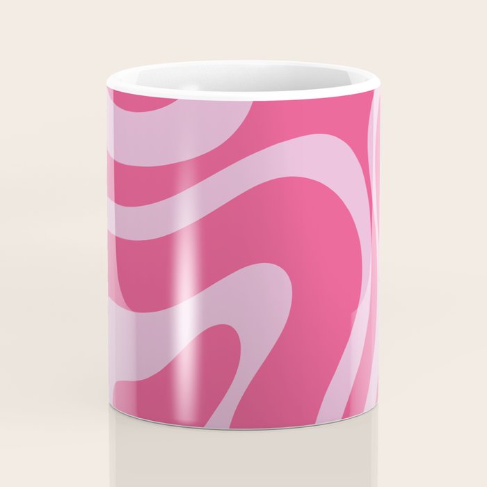 Modern Retro Liquid Swirl Abstract Pattern Vertical in Double Hot Pink  Coffee Mug Gallery Image 4