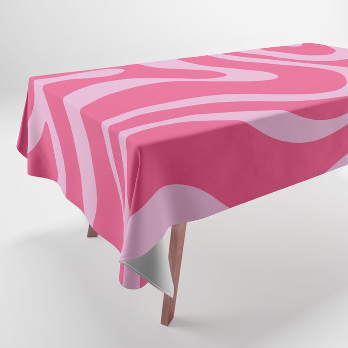 Modern Retro Liquid Swirl Abstract Pattern Vertical in Double Hot Pink  Tablecloth Gallery Image 1