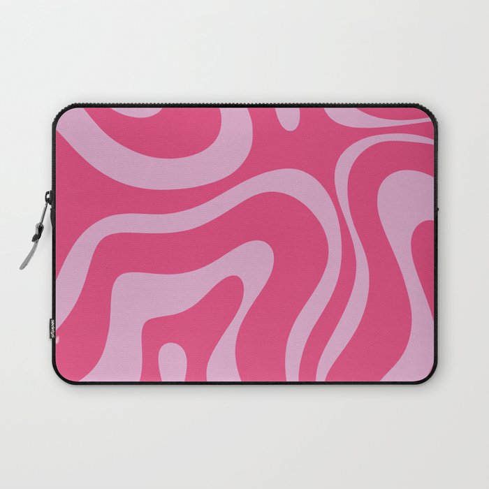 Modern Retro Liquid Swirl Abstract Pattern Vertical in Double Hot Pink  Laptop Sleeve Gallery Image 1