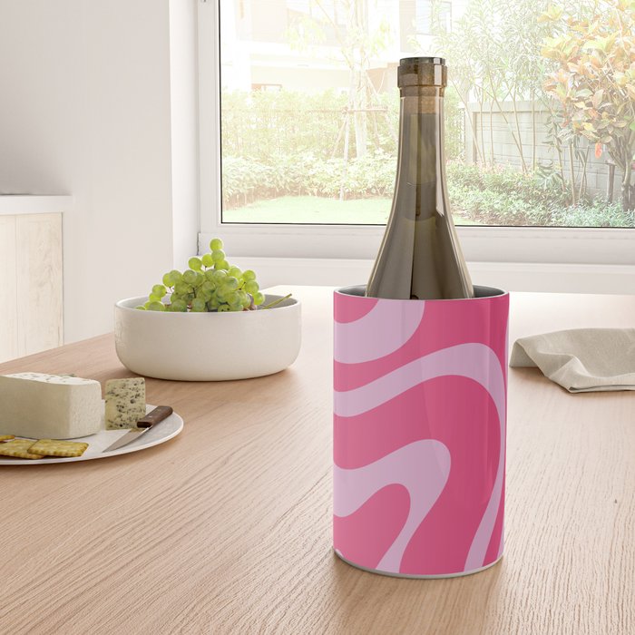 Modern Retro Liquid Swirl Abstract Pattern Vertical in Double Hot Pink  Wine Chiller Gallery Image 4