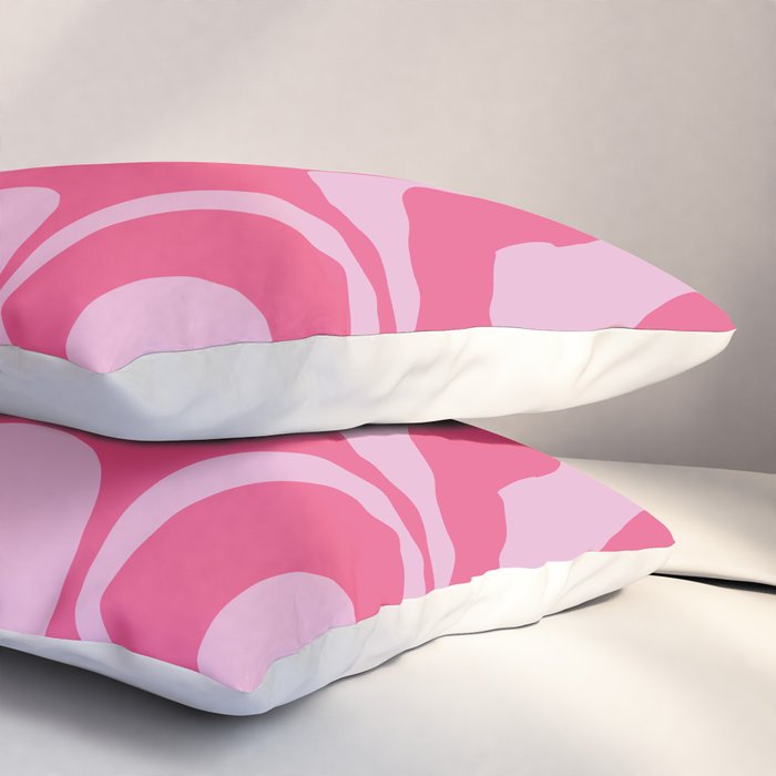 Modern Retro Liquid Swirl Abstract Pattern Vertical in Double Hot Pink  Pillow Sham Gallery Image 3