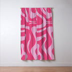 Modern Retro Liquid Swirl Abstract Pattern Vertical in Double Hot Pink  Window Curtain Gallery Image 3