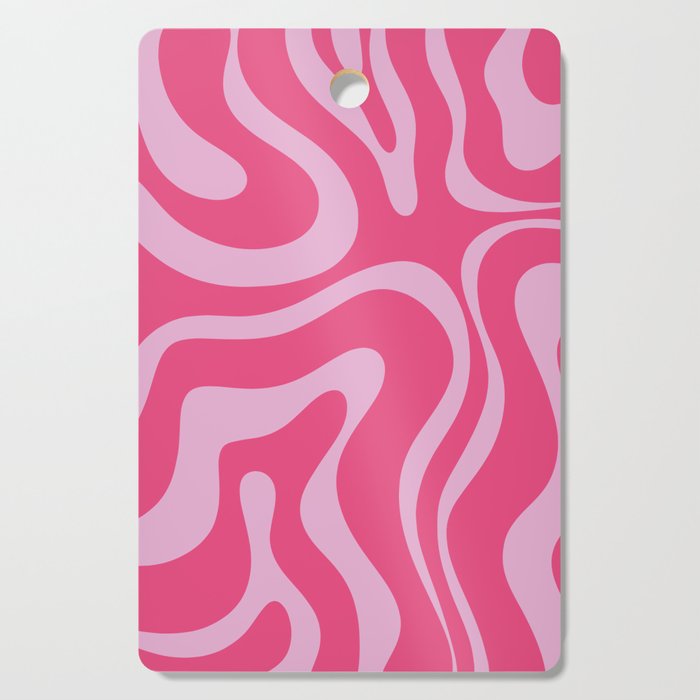 Modern Retro Liquid Swirl Abstract Pattern Vertical in Double Hot Pink  Cutting Board Gallery Image 1