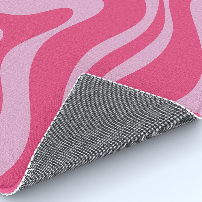 Modern Retro Liquid Swirl Abstract Pattern Vertical in Double Hot Pink  Rug Gallery Image 4
