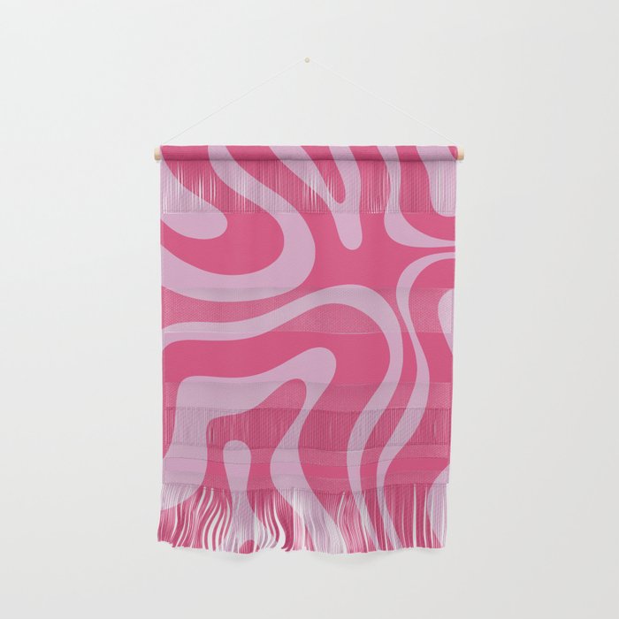 Modern Retro Liquid Swirl Abstract Pattern Vertical in Double Hot Pink  Wall Hanging Gallery Image 1