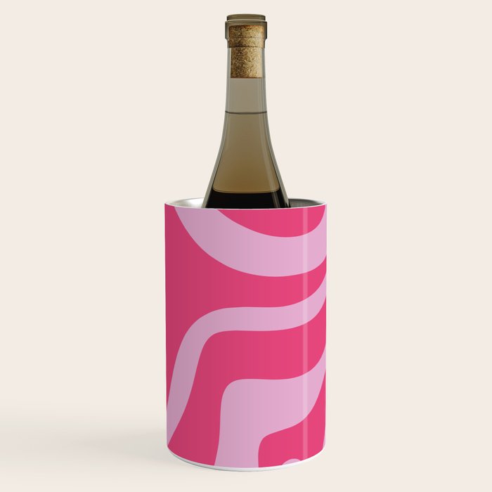 Modern Retro Liquid Swirl Abstract Pattern Vertical in Double Hot Pink  Wine Chiller Gallery Image 2