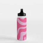 Modern Retro Liquid Swirl Abstract Pattern Vertical in Double Hot Pink  Water Bottle Gallery Image 3