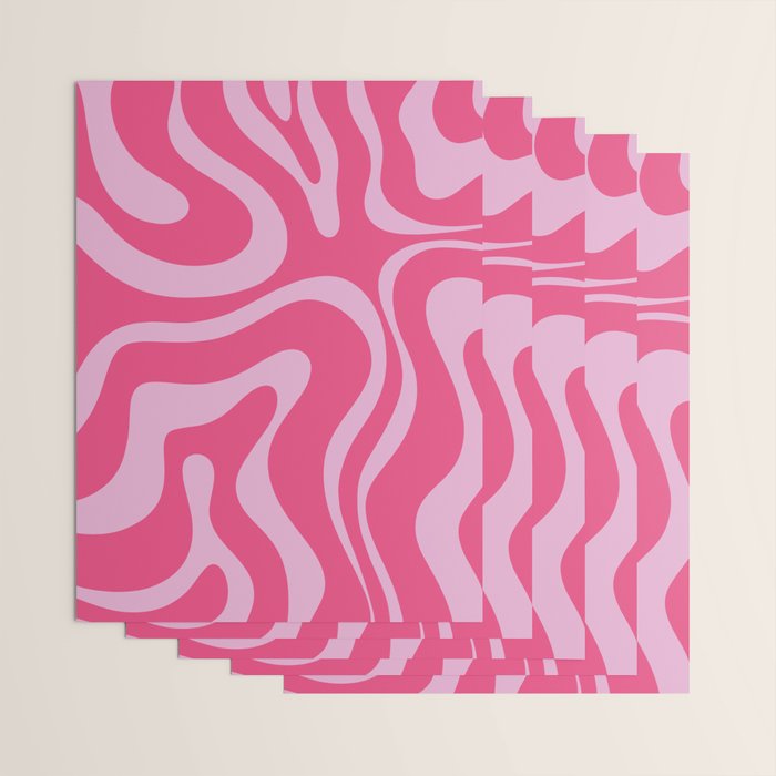 Modern Retro Liquid Swirl Abstract Pattern Vertical in Double Hot Pink  Wrapping Paper Gallery Image 3
