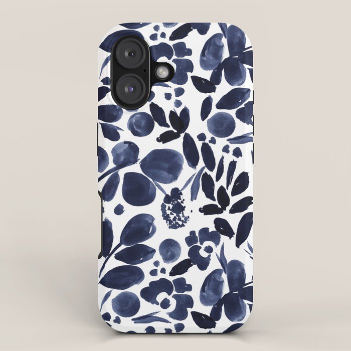 Navy Floral - medium iPhone Case Gallery Image 1