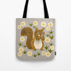 Squirrel and Dandelions Tote Bag Gallery Image 1