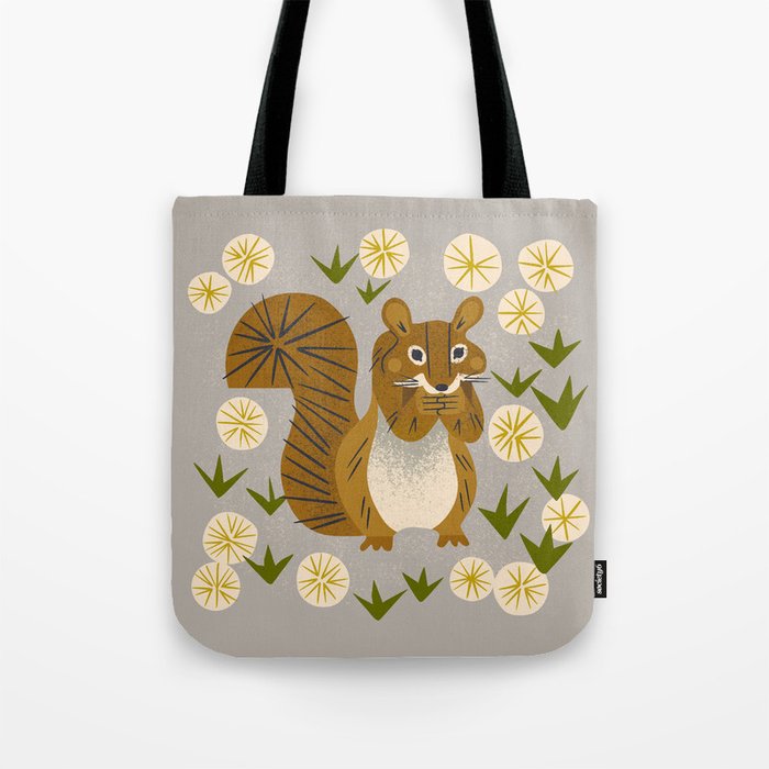 Squirrel and Dandelions Tote Bag Gallery Image 1